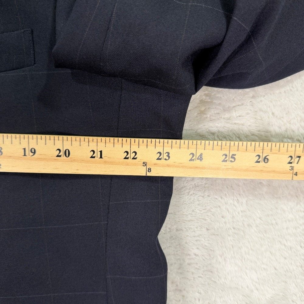 Vintage Brooks Brothers Mens 46L Blazer Sport Coat Navy Blue Windowpane Wool USA - Picture 8 of 12